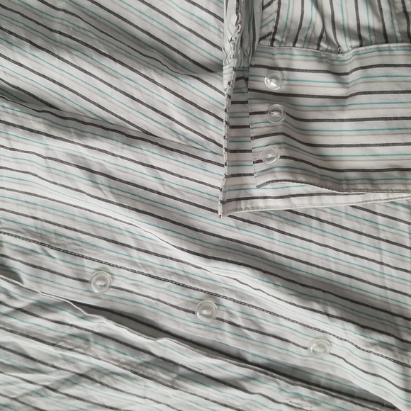 Striped White Collared Button Down Blouse - Picture 4 of 7